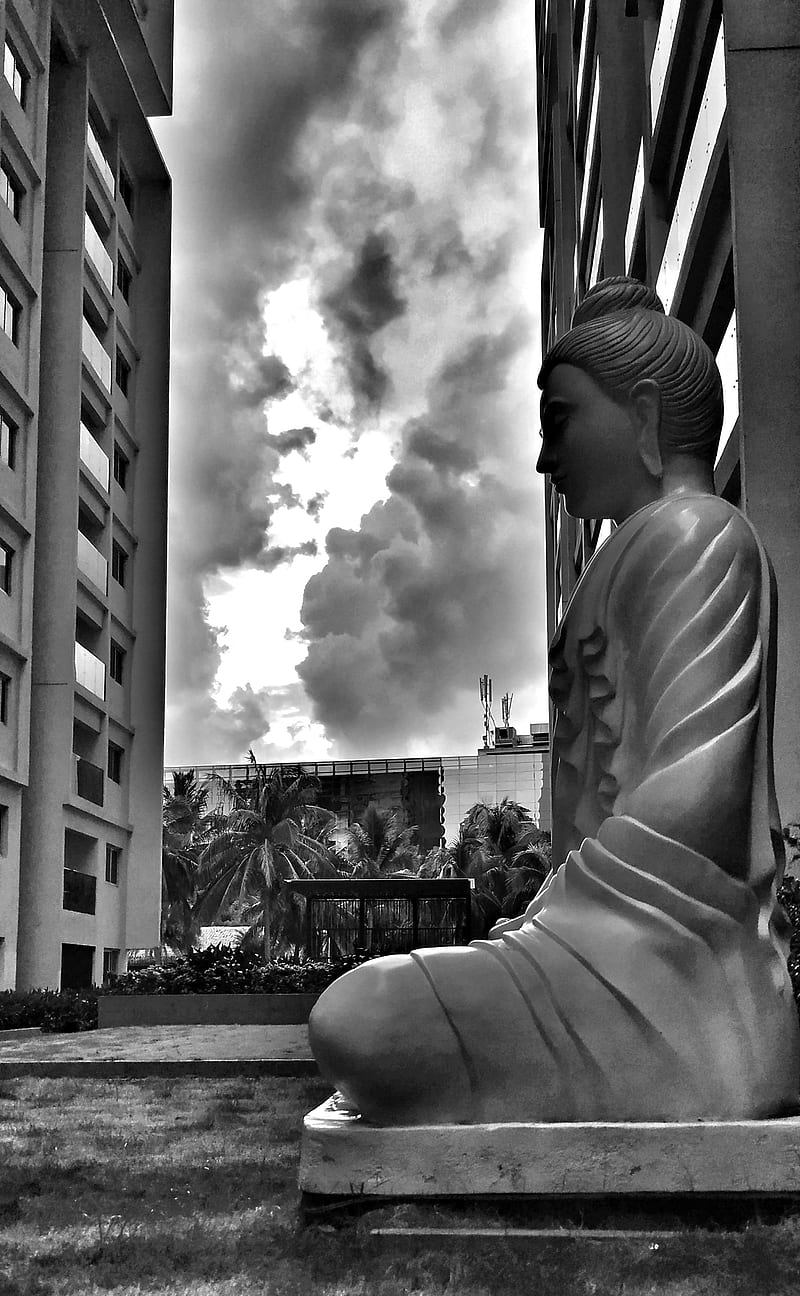Buddha, black, bnw, spiritual, statue, HD phone wallpaper | Peakpx
