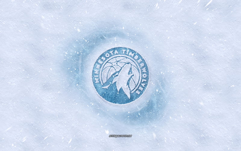 Minnesota Timberwolves logo, American basketball club, winter concepts, NBA, Minnesota Timberwolves ice logo, snow texture, Minneapolis, Minnesota, USA, snow background, Minnesota Timberwolves, basketball, HD wallpaper