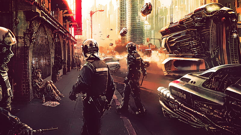 Cyberpunk Police , cyberpunk, scifi, police, artist, artwork, digital-art, HD wallpaper