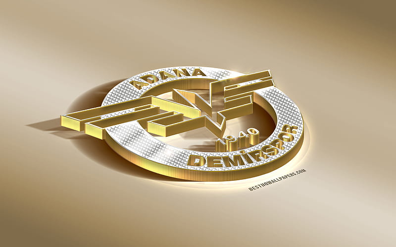 Adana Demirspor, Turkish football club, golden silver logo, Adana, Turkey, TFF First League, PTT 1 Lig, 3d golden emblem, creative 3d art, football, HD wallpaper