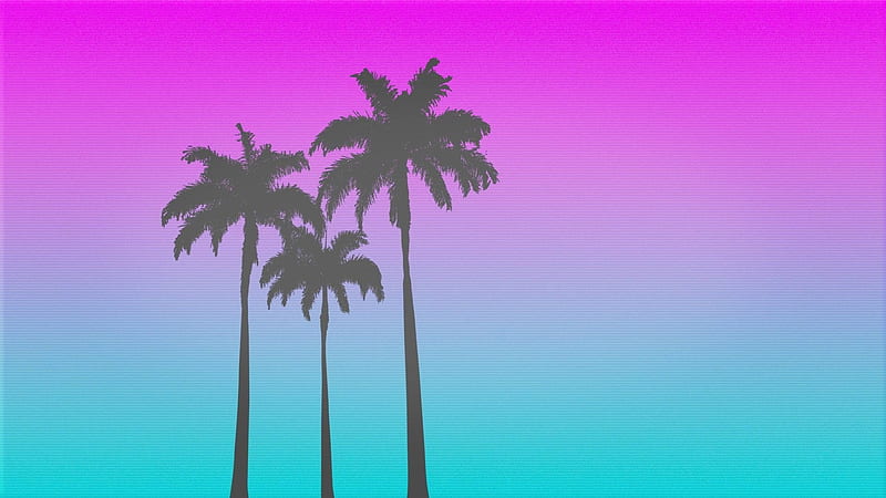 Palm Trees With Purple And Blue Background Vaporwave, HD wallpaper | Peakpx