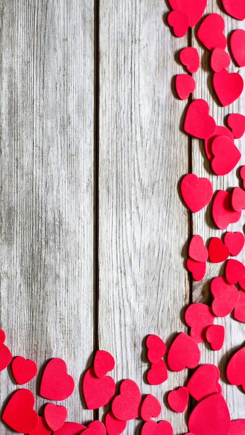 Hearts on the wood , heart, love, HD phone wallpaper