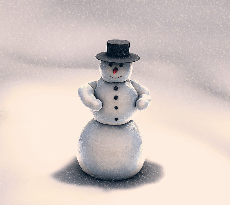 Snowman, 3d, art, sculpture, snow, HD wallpaper
