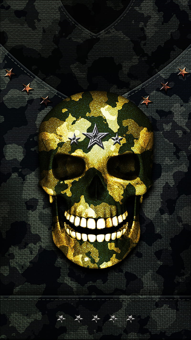 Camo green skull, HD phone wallpaper