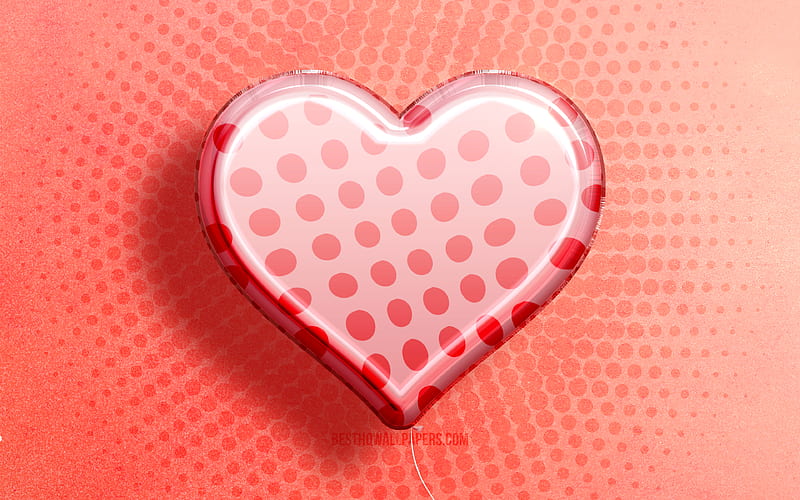 Pink 3D Heart, love concepts, artwork, pink heart realistic balloons, heart shaped balloon, 3D art, pink hearts, creative, corazones, HD wallpaper