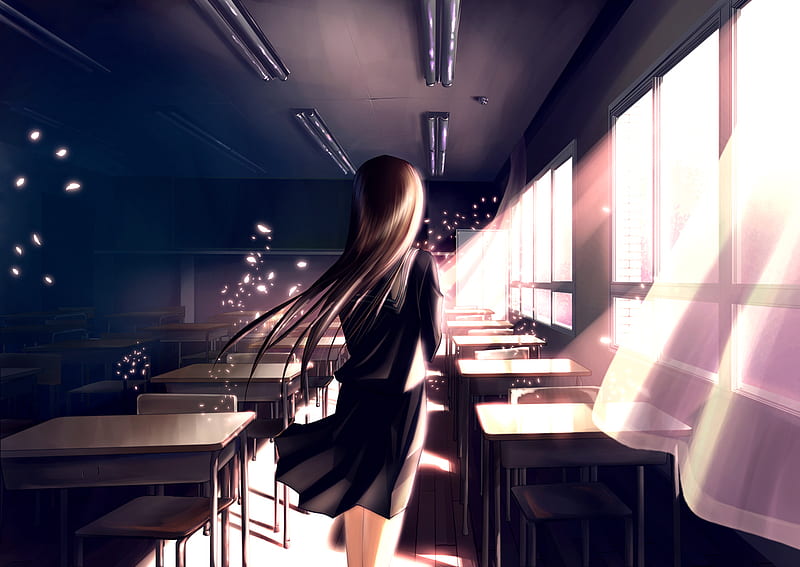 Download Empty Anime Classroom Wallpaper