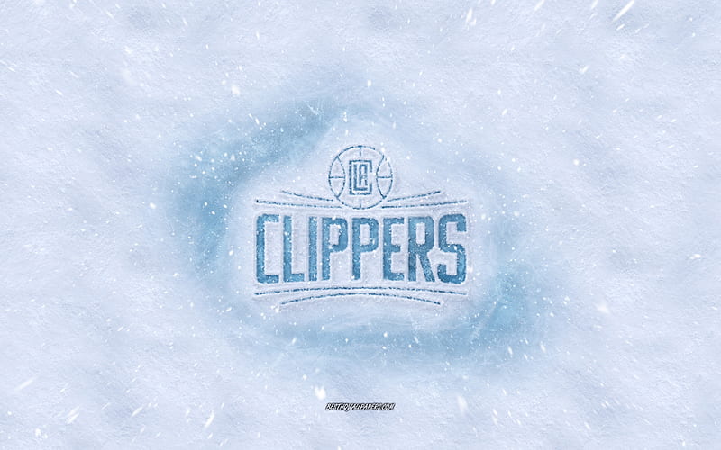 Los Angeles Clippers logo, American basketball club, winter concepts, NBA, Los Angeles Clippers ice logo, snow texture, Los Angeles, California, USA, snow background, Los Angeles Clippers, basketball, HD wallpaper