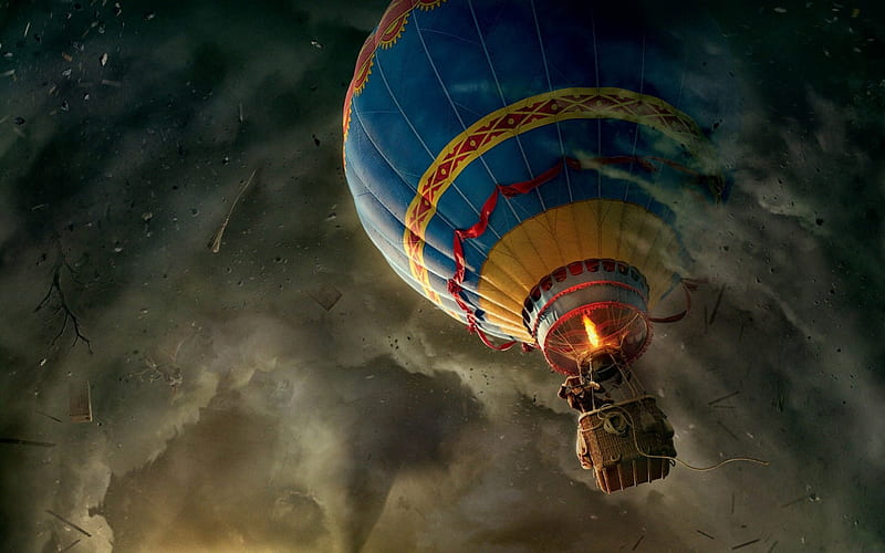 The Great Oz, world, air-balloon, wind, magic, abstract, wizards, storm, weather, Oz, fantasy, HD wallpaper