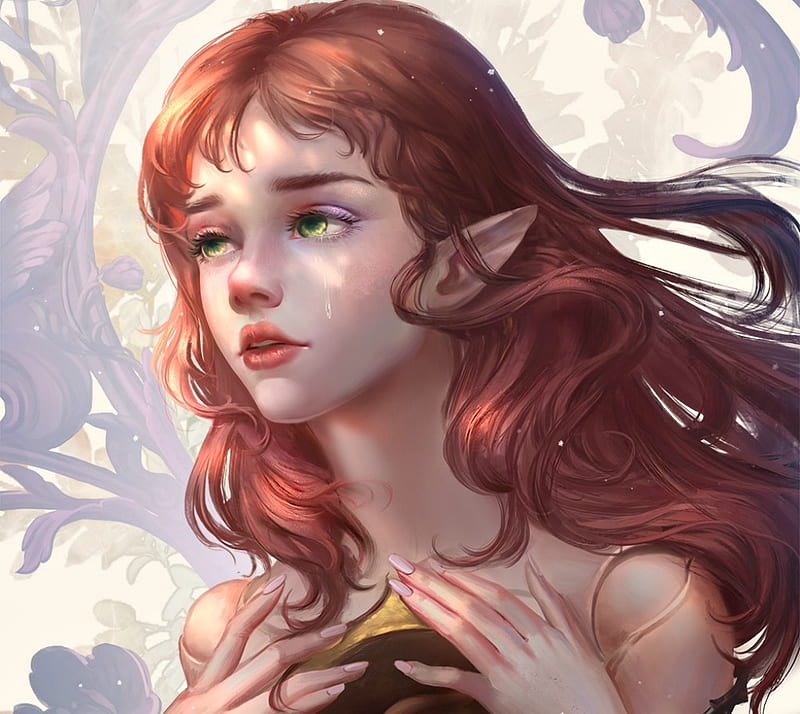 Elf Fantasy Luminos Redhead Girl Face Yueran Li Hd Wallpaper