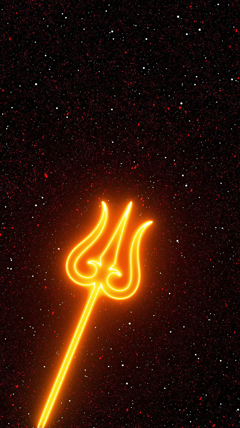 Shiva 3D Neon Trishul, glow, god, lord, maha Shivaratri, mahadev, om,  orange, HD phone wallpaper | Peakpx
