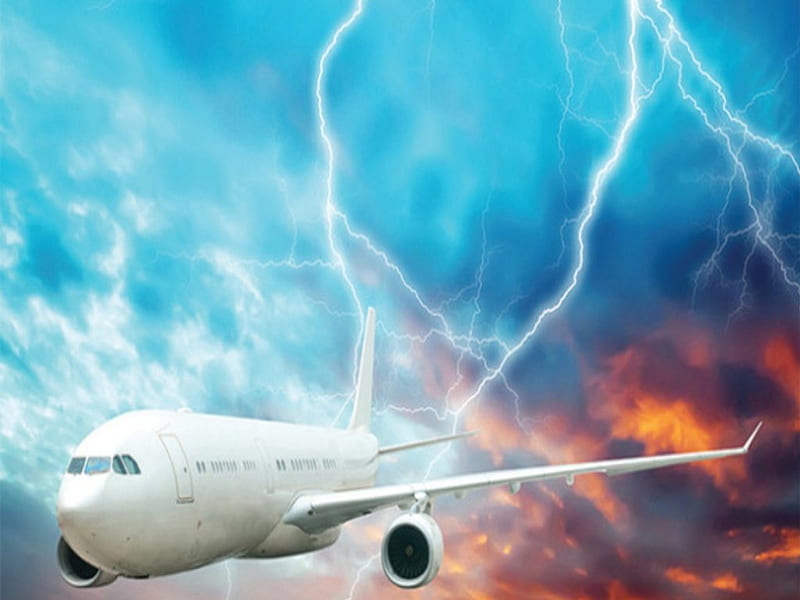 Jet in Lightning, aircraft, airplane, lightning, jumbo jet, HD wallpaper