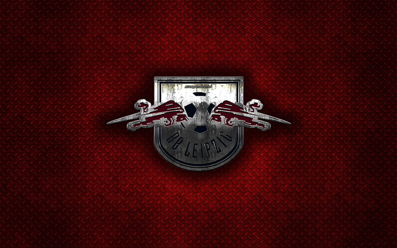 RB Leipzig, German football club, red metal texture, metal logo, emblem, Leipzig, Germany, Bundesliga, creative art, football, HD wallpaper