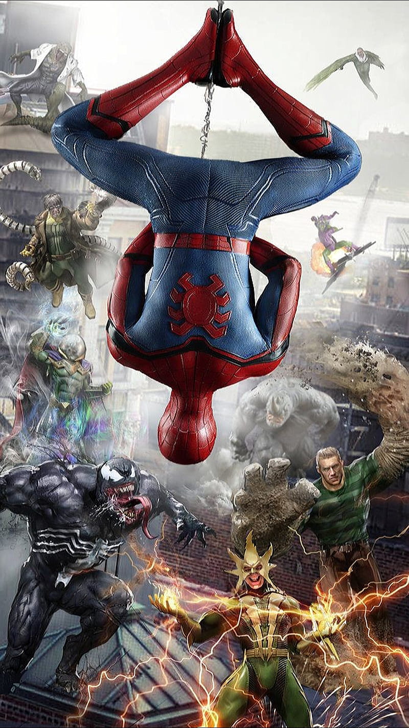 Spiderman, characters, hanged, hero, heroes, hollywood, marvel, super, venom, HD phone wallpaper