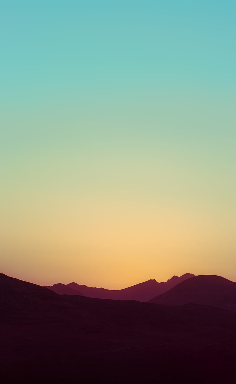hills, landform, sunset, sky, HD phone wallpaper
