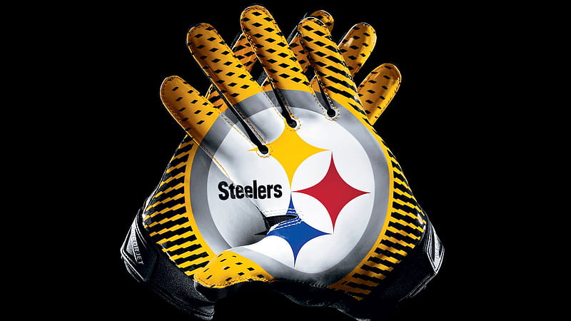 Yellow And Black Gloves With Steelers Symbol In Black Background Steelers, HD wallpaper