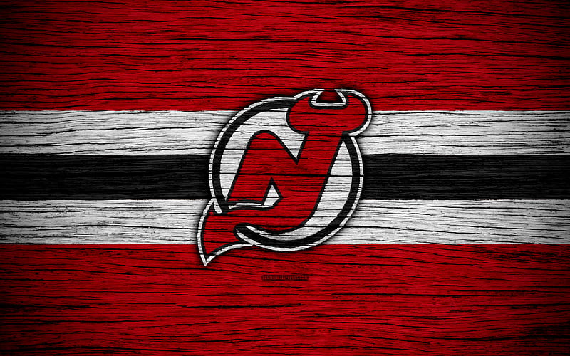 New Jersey Devils NHL, hockey club, Eastern Conference, USA, logo, wooden texture, NJ Devils, hockey, Metropolitan Division, HD wallpaper