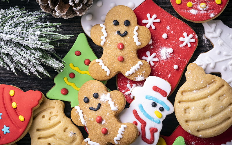 Delicious cookie Merry Christmas 2019 New Year, HD wallpaper