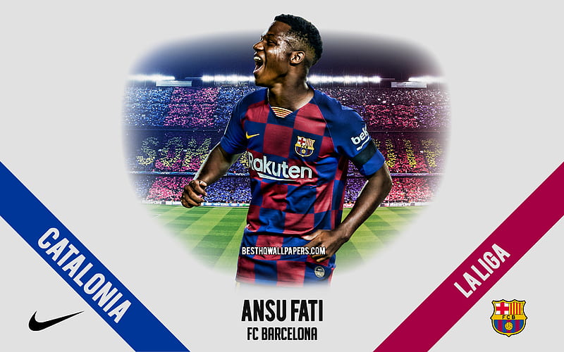 Ansu Fati, FC Barcelona, portrait, Spanish footballer, midfielder, La Liga, Spain, FC Barcelona footballers 2020, football, Camp Nou, Anssumane Fati, HD wallpaper