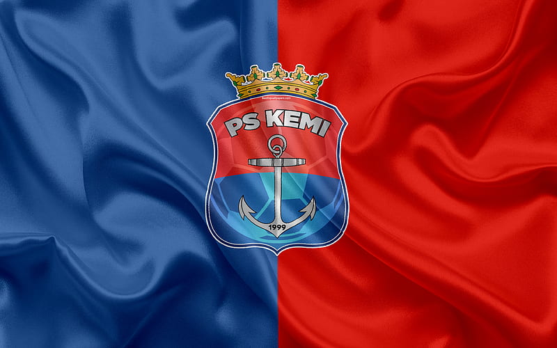FC PS Kemi, Palloseura Kemi Kings Finnish football club, emblem, logo, Finnish Football Championship, Kemi, Lappi, Finland, football, silk texture, HD wallpaper