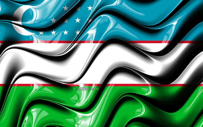 Uzbek flag Asia, national symbols, Flag of Uzbekistan, 3D art, Uzbekistan, Asian countries, Uzbekistan 3D flag, HD wallpaper