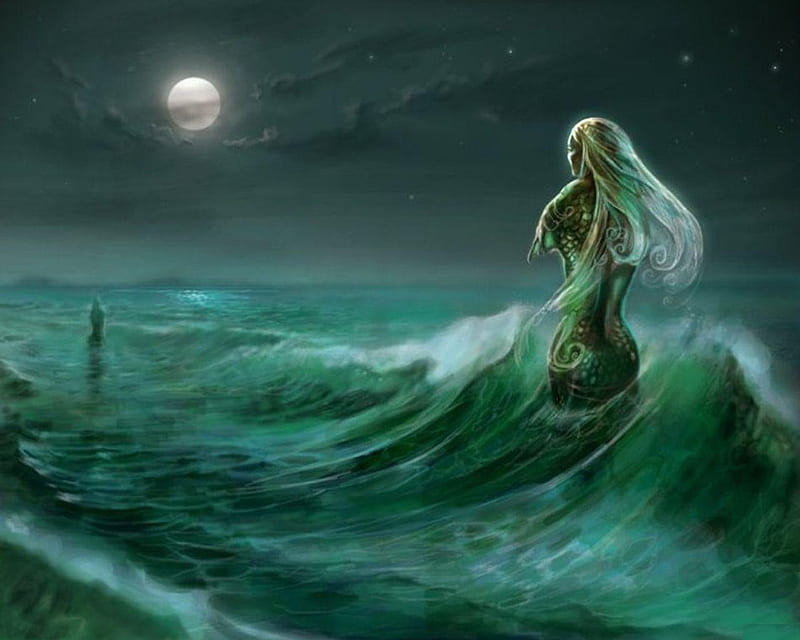 Always And Never, mermaid, man, water, moon, HD wallpaper | Peakpx