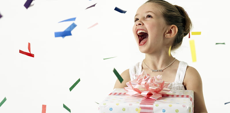 The Perfect Present!, girl, christmas, celebration, excitement, perfect, gift, birtay, happy, HD wallpaper