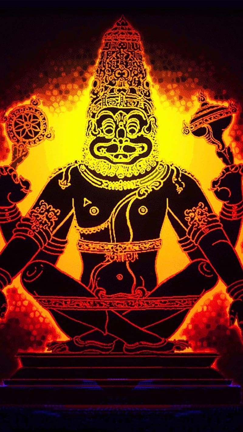 Narasimha Swamy , art narasimha, art, narasimha, lord, god, HD phone wallpaper