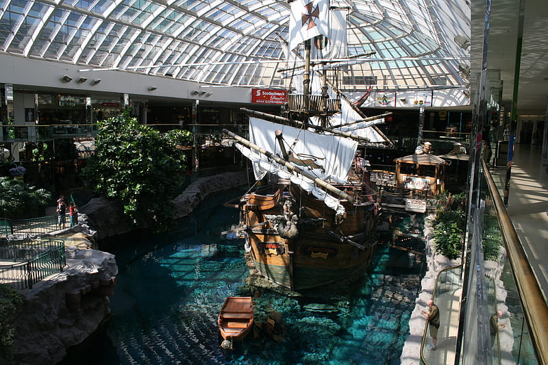 Ship Wrecks Santa Maria at West Edmonton mall Alberta 02, graphy, water, boat, green, ship wrecks, white, HD wallpaper