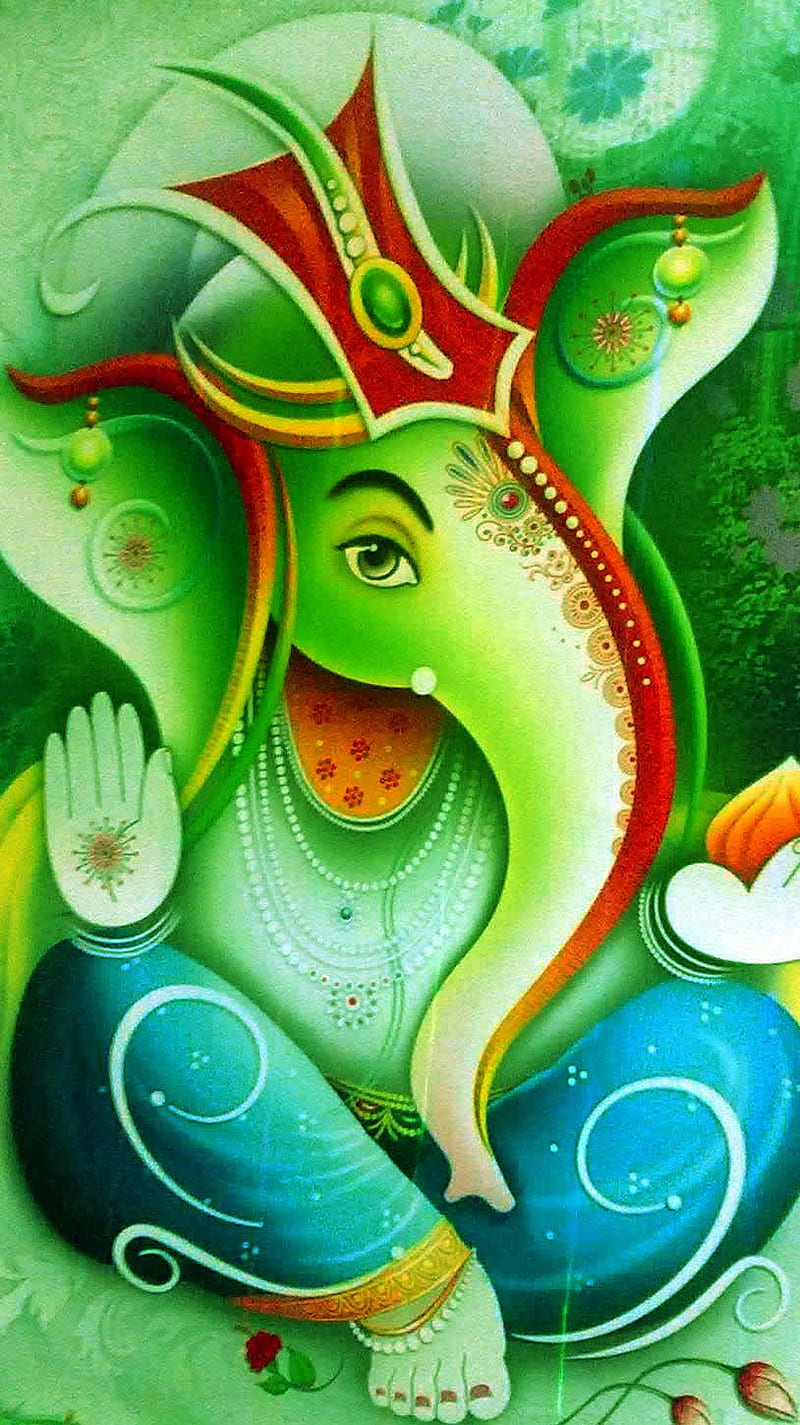 Green Ganesh, ganpati, HD phone wallpaper | Peakpx