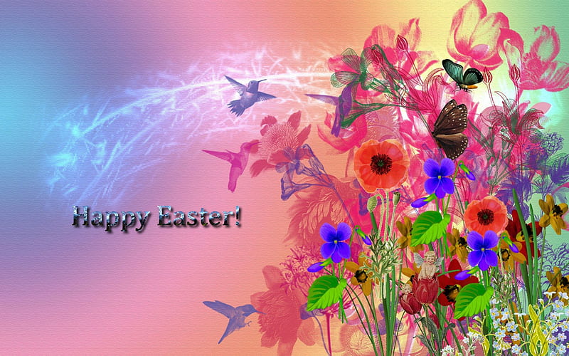 happy easter, colorful, flowers, easter, HD wallpaper happy easter, colorful, flowers, easter, HD wallpaper