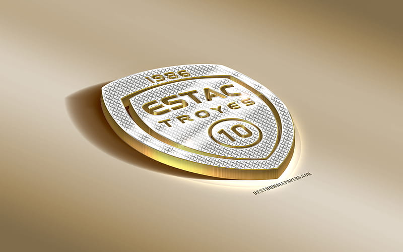 Troyes AC, French football club, golden silver logo, Troyes, France, Ligue 2, 3d golden emblem, creative 3d art, football, HD wallpaper