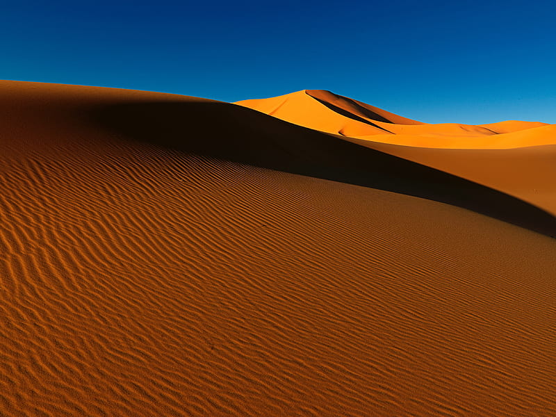 desert, dunes, sand, shadow, hills, HD wallpaper