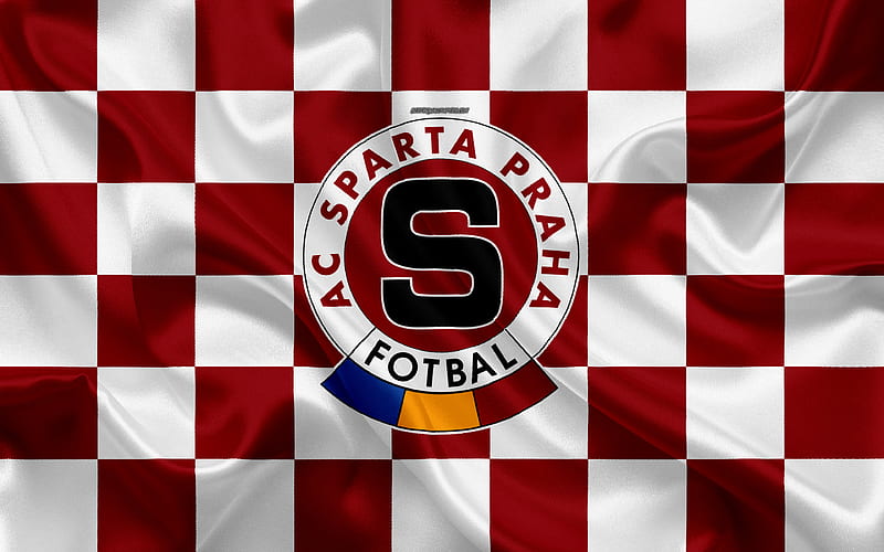 AC Sparta Prague logo, creative art, burgundy white checkered flag, Czech football club, Czech First League, silk texture, Prague, Czech Republic, football, HD wallpaper