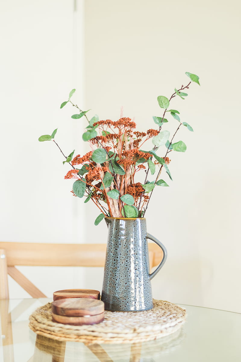 bouquet, vase, flowers, branches, decor, HD phone wallpaper