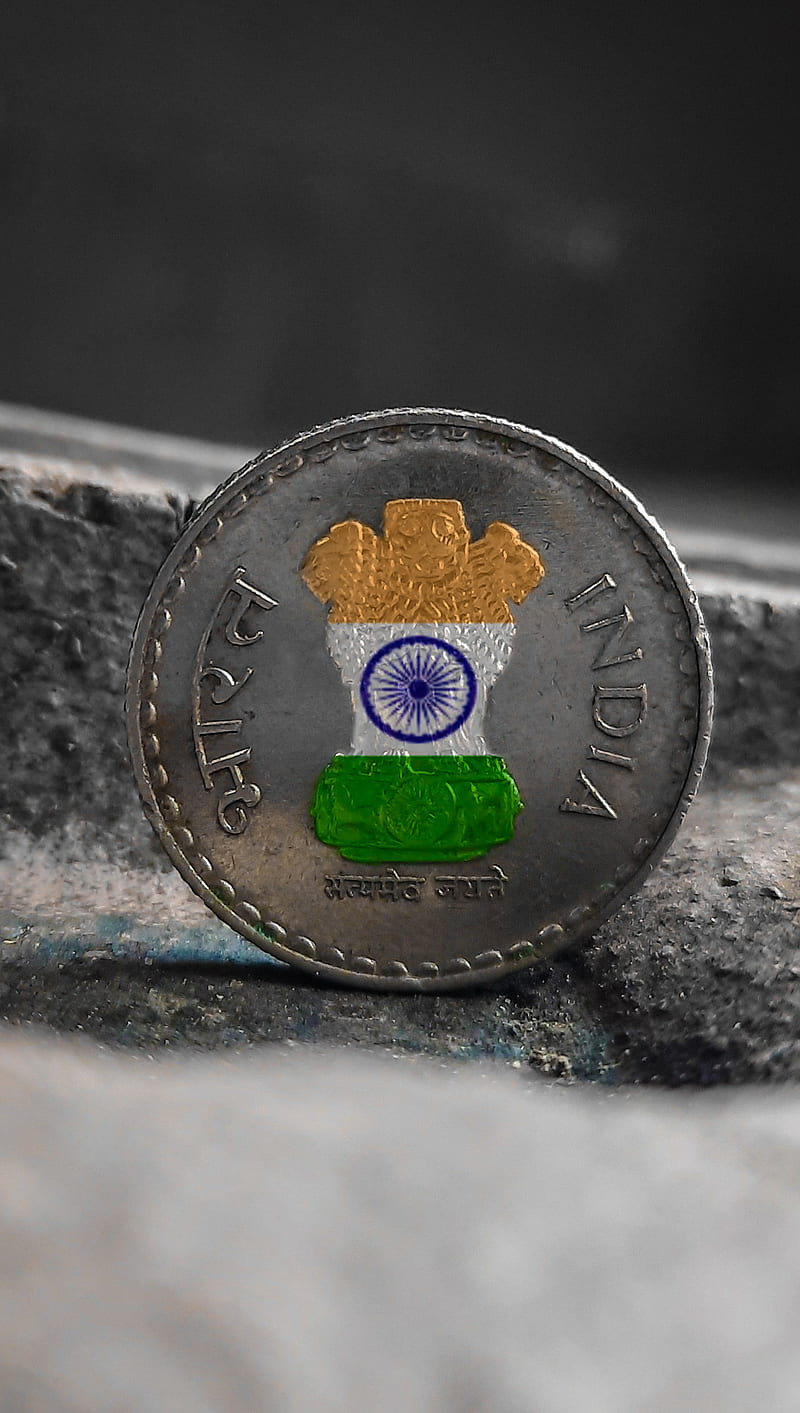 Indian coin, colour, flag, india, graphy, HD phone wallpaper