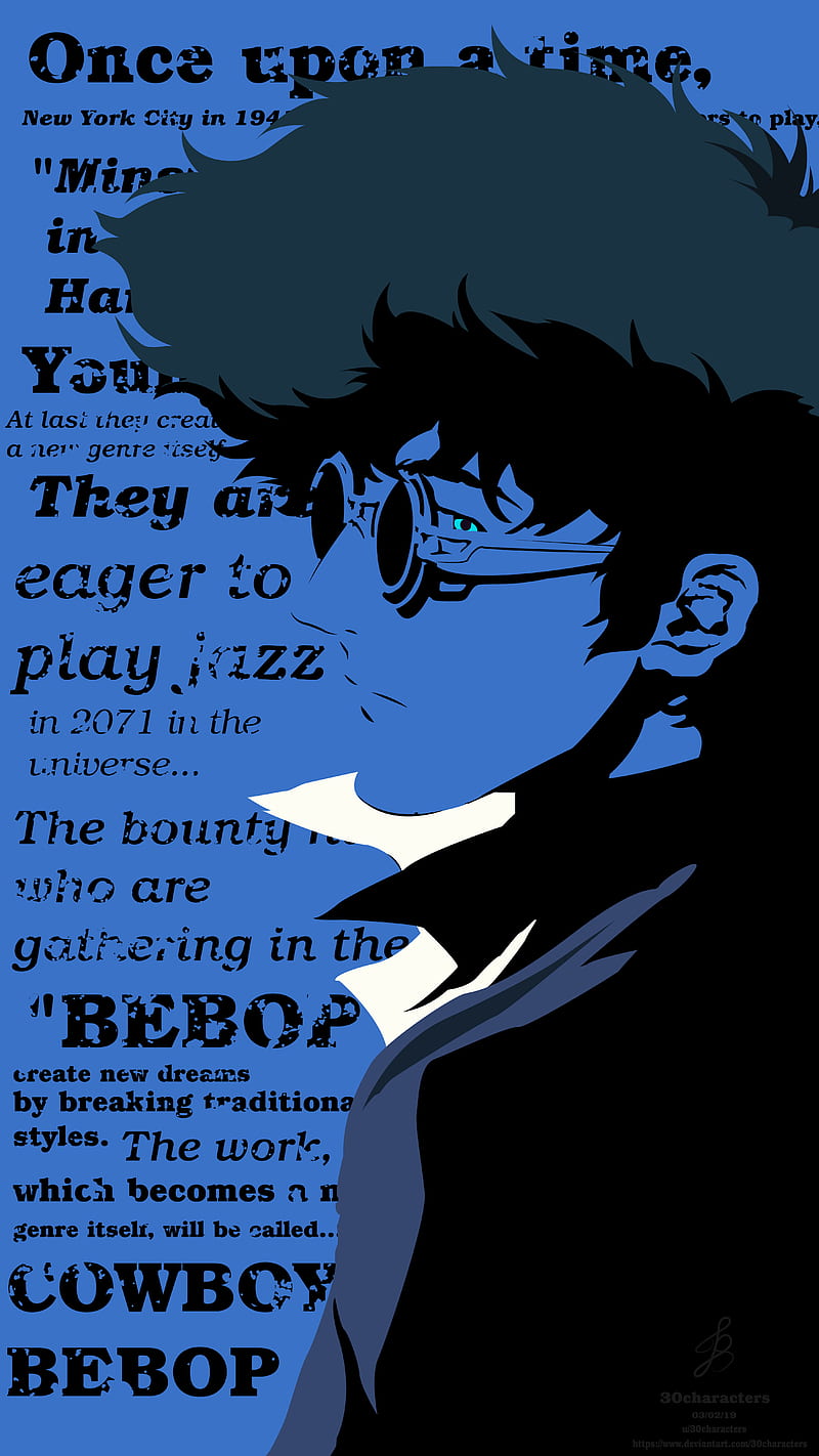 Spike, cowboy bebop, retro, anime, classic, blue, spike speigel, bebop, space, text, quotes, HD phone wallpaper