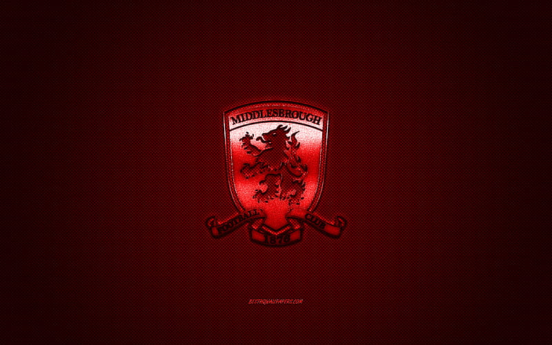 Middlesbrough FC, English football club, EFL Championship, red logo, red carbon fiber background, football, Middlesbrough, Middlesbrough FC logo, HD wallpaper