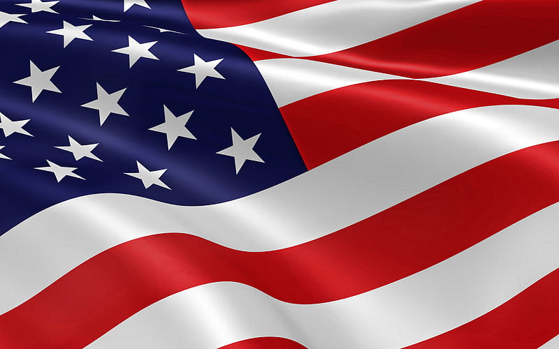 USA flag, 3d silk flag, American flag, US flag, 3d Flag of USA, american national symbol, HD wallpaper