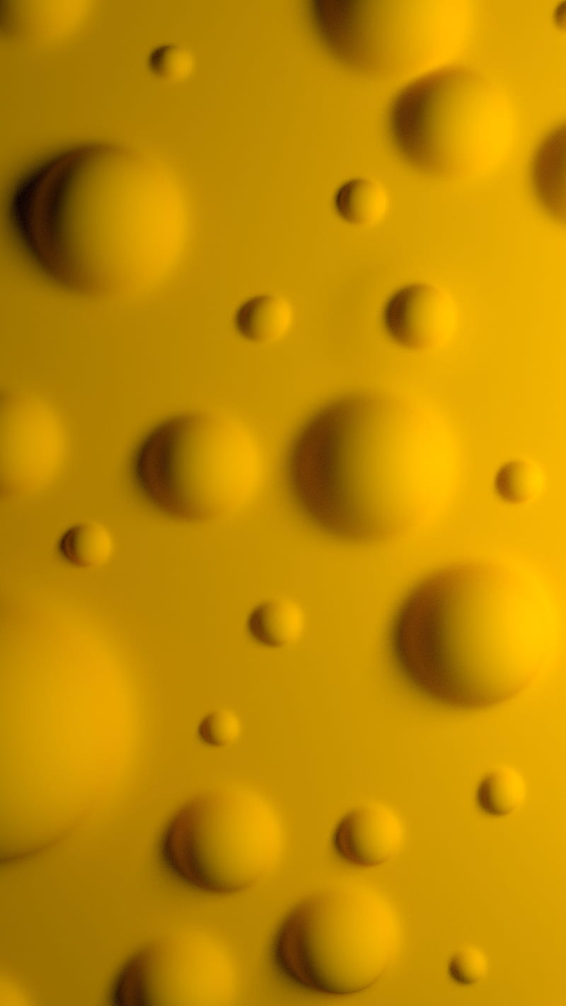 Yellow Bubbles, 3D, Yellow, abstract, balls, big, bubbles, bulges, circles, color, colorful, colors, depth, gradient, light, lighting, orange, render, rendering, shadows, small, smooth, spheres, HD phone wallpaper