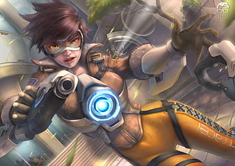 Tracer Overwatch Game Art 4K Wallpaper iPhone HD Phone #2280h