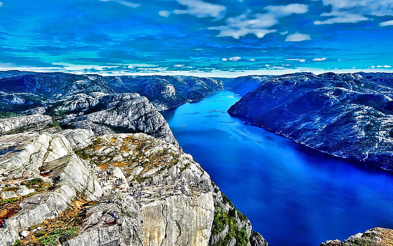 Norway, fjord, beautiful nature, mountains, R, Europe, HD wallpaper