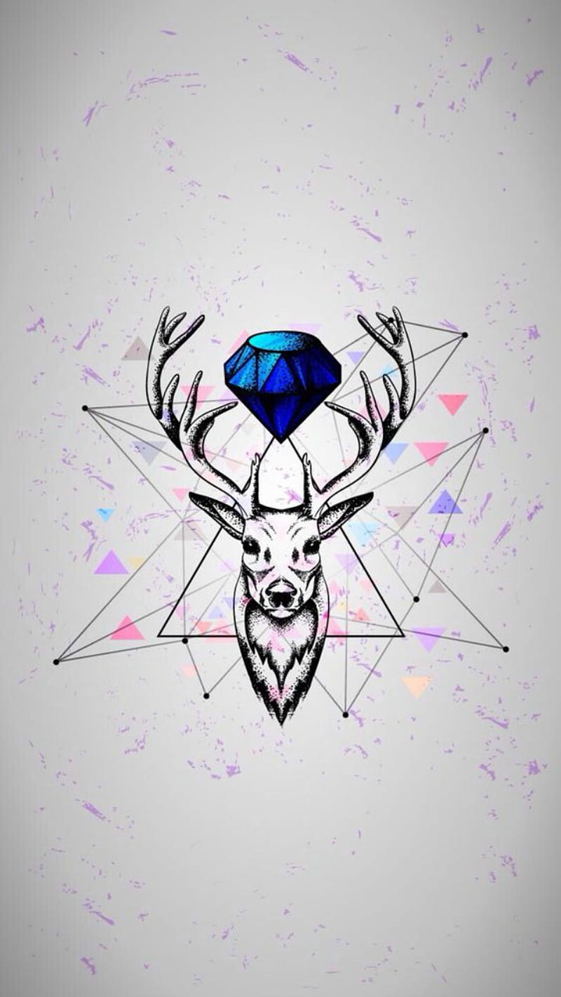 Deer, desenho, diamond, graphics, HD phone wallpaper