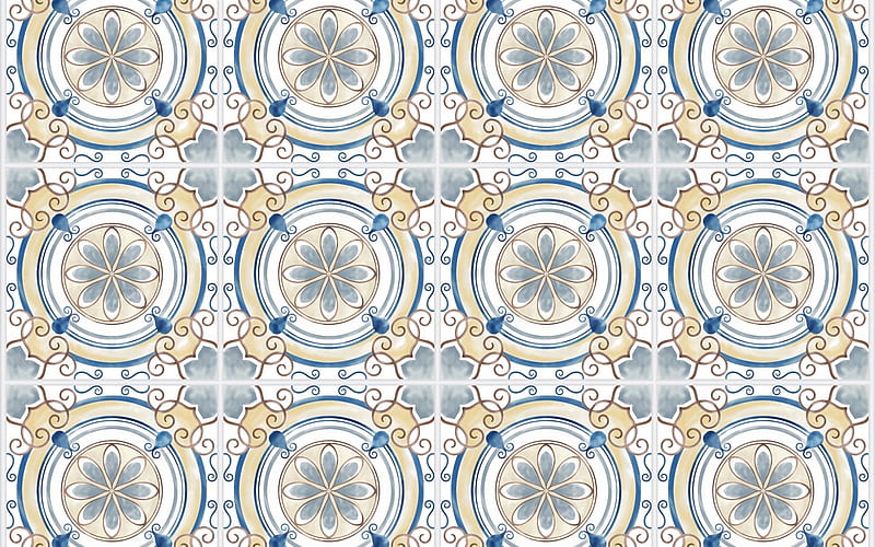Texture, white, blue, pattern, mosaic, paper, HD wallpaper