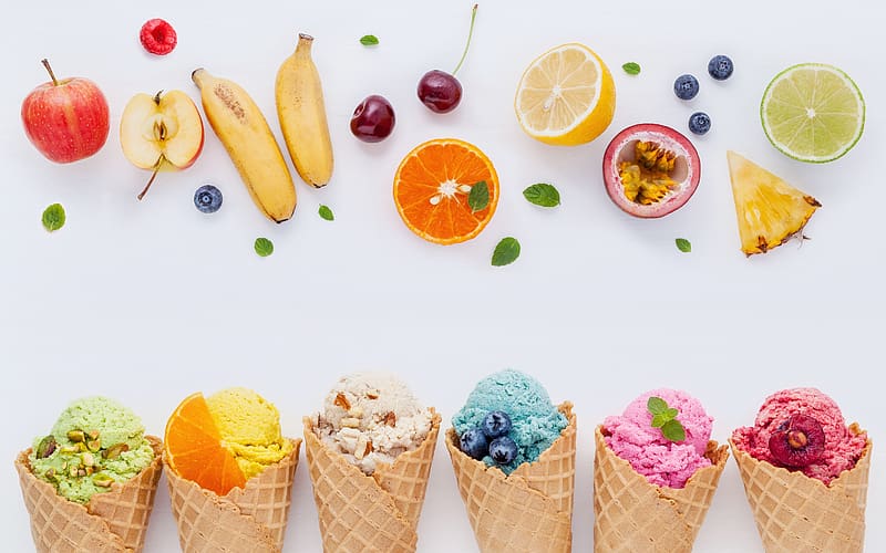 Food, Ice Cream, Still Life, Berry, Fruit, Waffle Cone, HD wallpaper