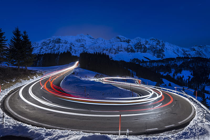 time-lapse graphy of curve road, HD wallpaper