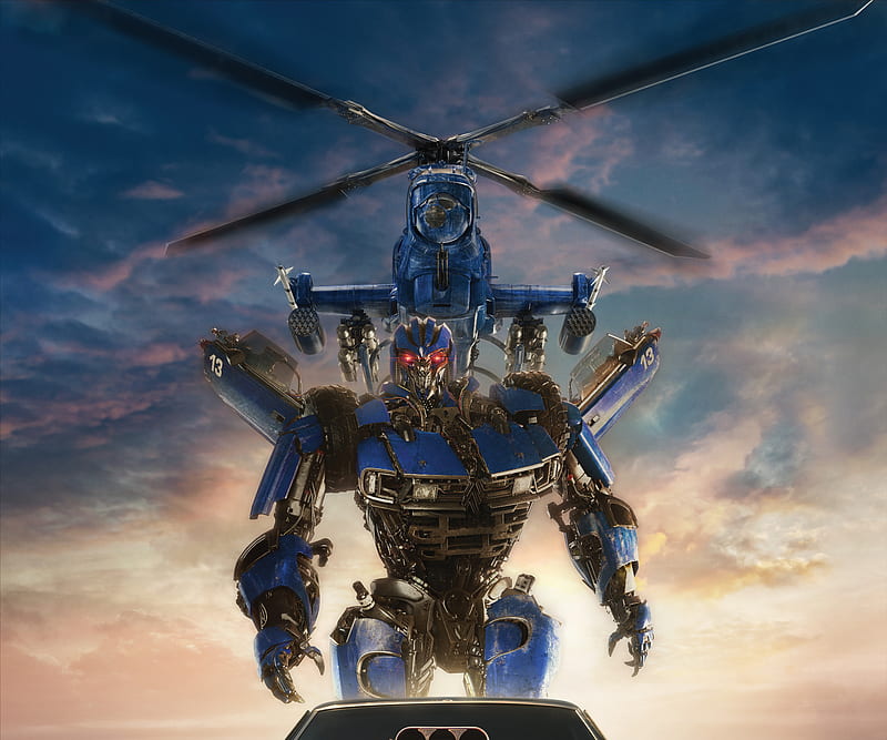Dropkick, transformers, bumblebee, decepticon, blue, paramount , helicopter, HD wallpaper