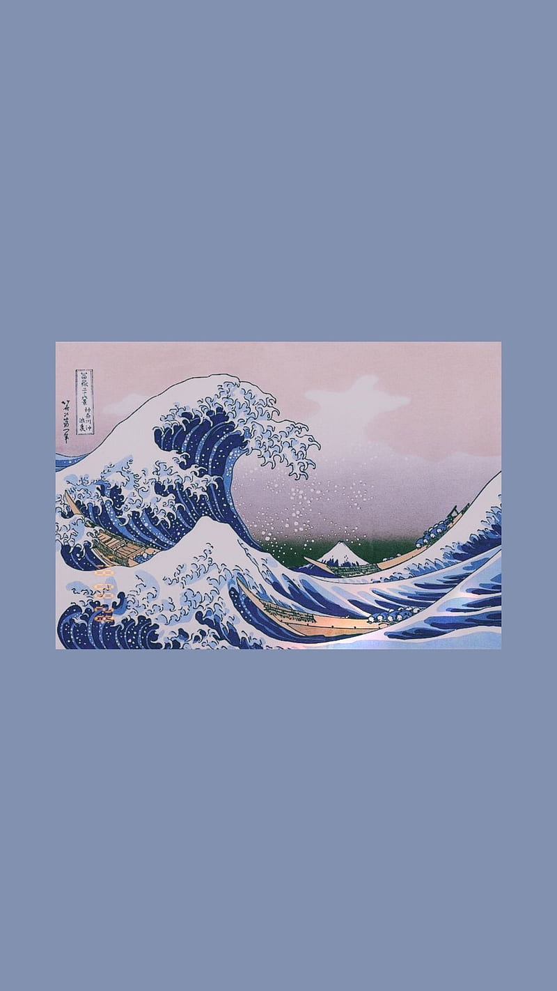 Wave, japanese, aesthetic, ocean, scenery, waves, HD phone wallpaper
