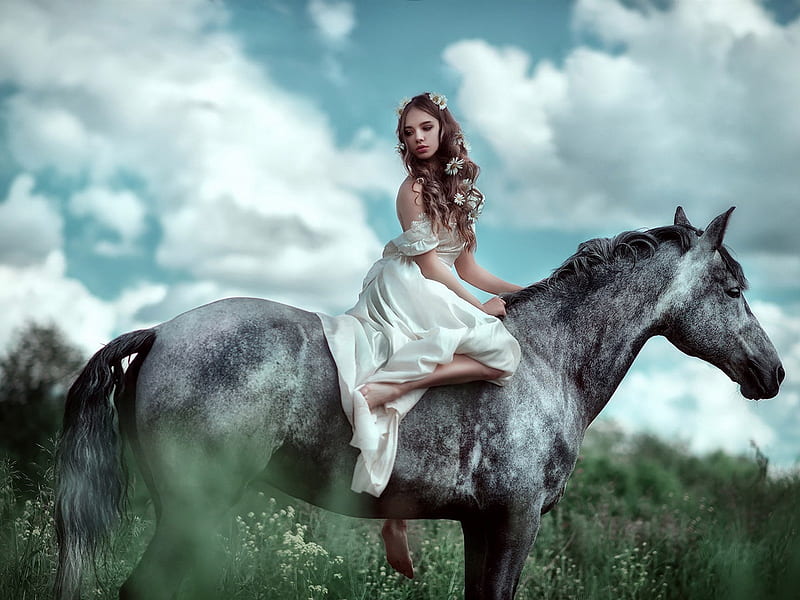 Color Of Gray . ., dress, cowgirl, ranch, riding, horse, women, outdoors, brunettes, style, western, HD wallpaper