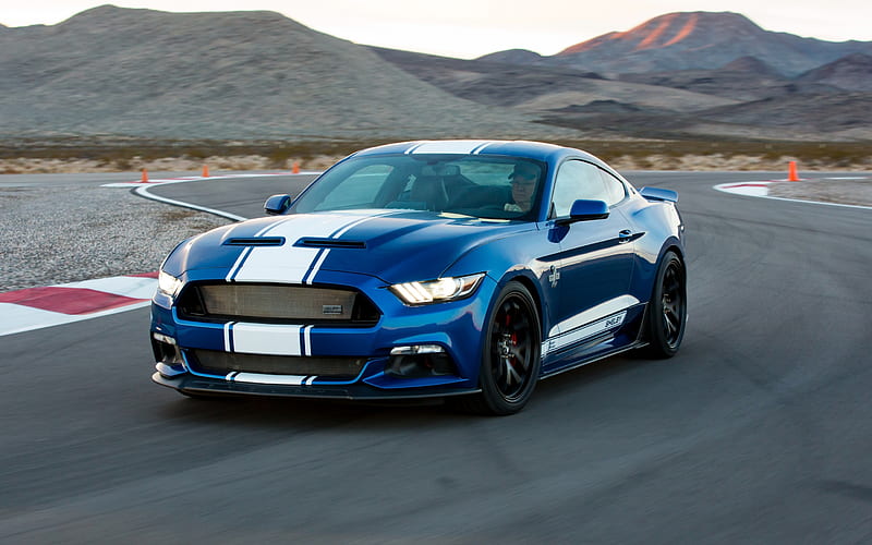 Ford Mustang, Shelby, Super Shake, blue Mustang, racing track, tuning Ford, American sports cars, Ford, HD wallpaper