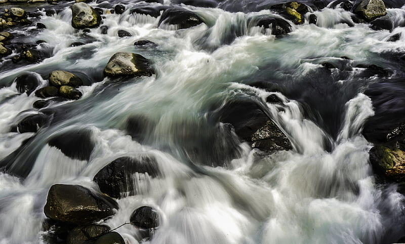 flowing body of water passing through stones, HD wallpaper
